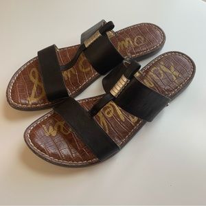 Sam Edelman Black Leather Kane Sandals Slides 8.5